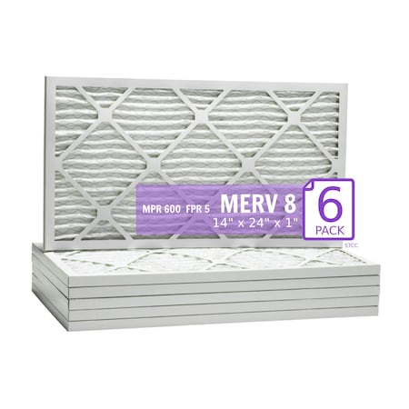 Purolator 14x24x1 Pleated Air Filter, MERV 8, 6 PK 14x24x1x1 DM (6 Pack)